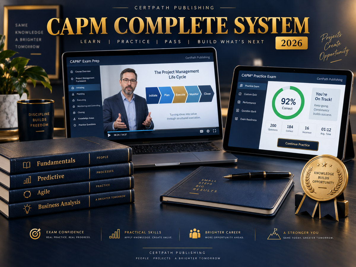 CertPath CAPM Complete System — course, practice exams and cheat sheets